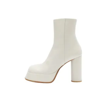 AMBUSH Square-Toe Platform Boots White Leather Women's