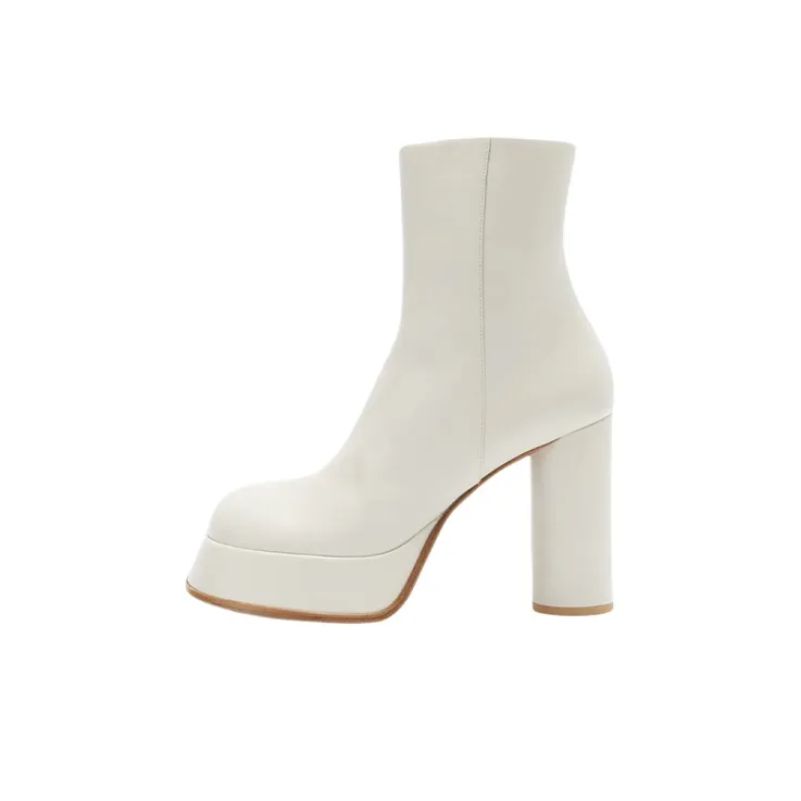 AMBUSH Square-Toe Platform Boots White Leather Women's-0