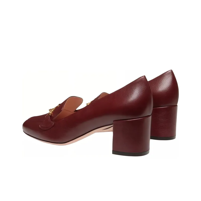 BALLY Chunky Heel High Heels Women's Burgundy-3