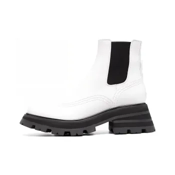 Alexander McQueen Wander Chelsea Boots White Black Women's