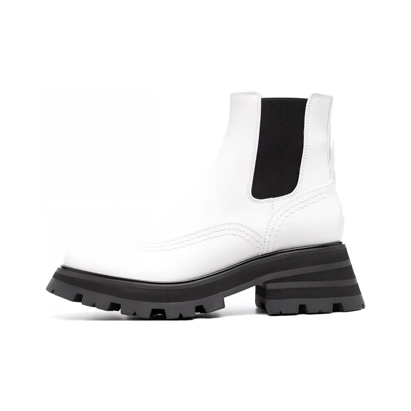 Alexander McQueen Wander Chelsea Boots White Black Women's-0