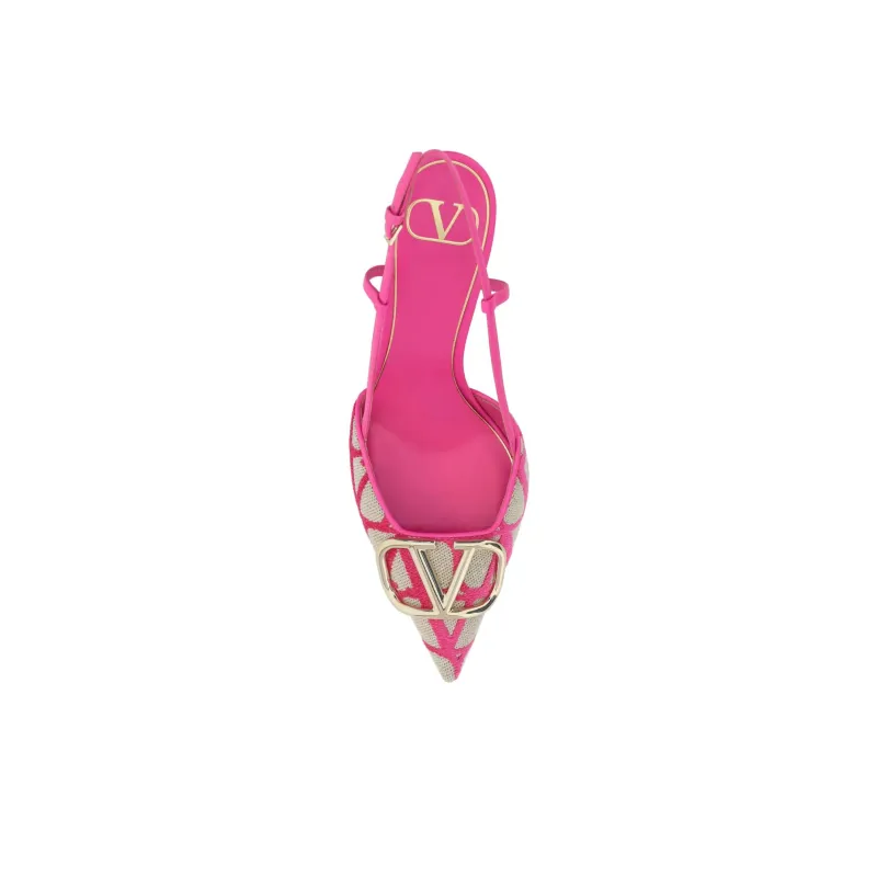 Valentino VLogo Signature Pointed Toe Slingback Pumps-4