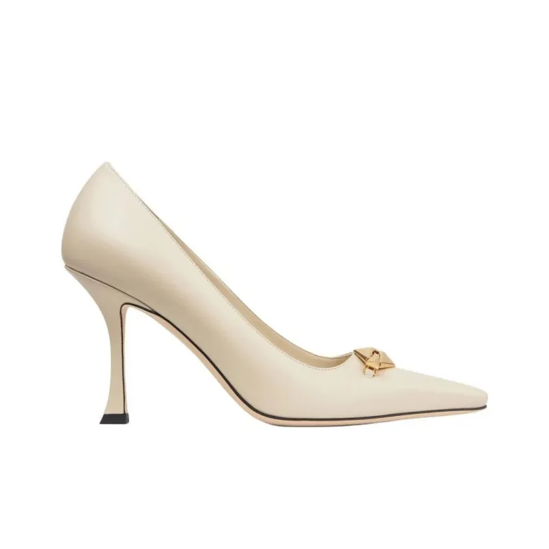 Jimmy Choo Ryker Irregular Heel High Heels 9cm Women's Beige-1