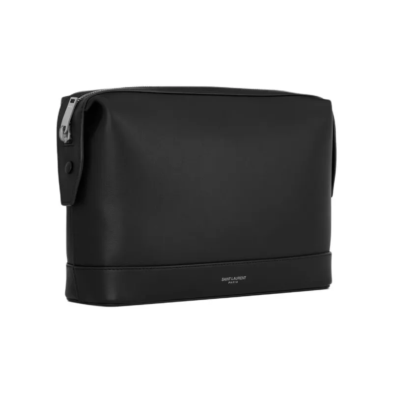 SAINT LAURENT PARIS Cow Leather Clutch Trumpets Women's Black-1