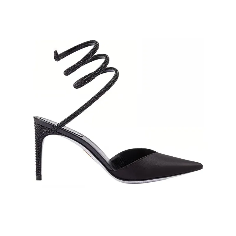 RENE CAOVILLA Cleo Slim Heel High Heels 8cm Women's Black-1