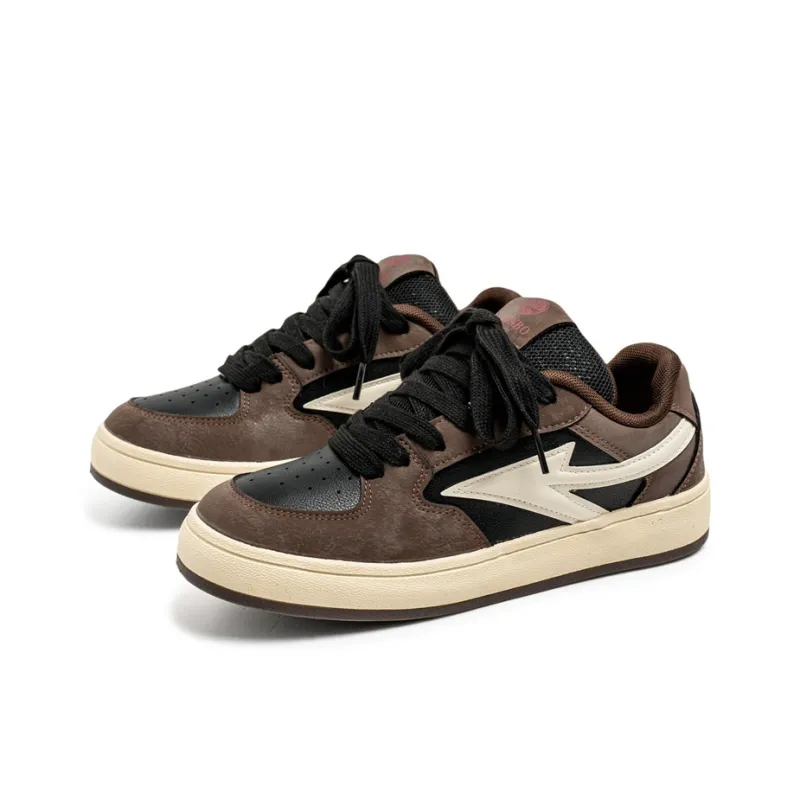 Mengsai Wear resistant And Lightweight Low Top Skateboard Shoes Men's Black Brown-1