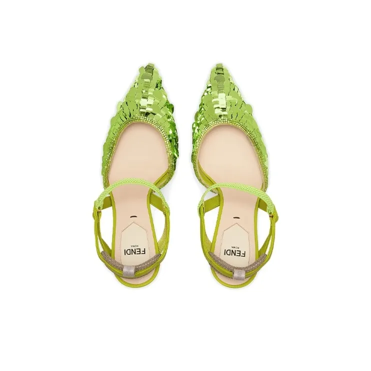 FENDI Slim Heel High Heels 8.5cm Women's Green-3