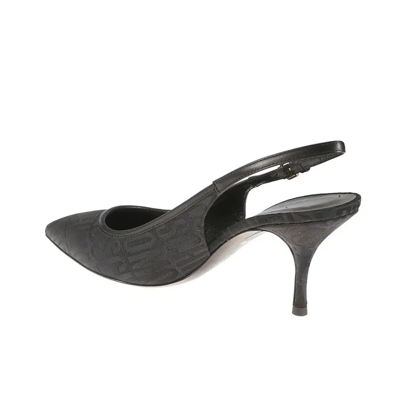MOSCHINO Jacquard Logo Slingback Pumps-3