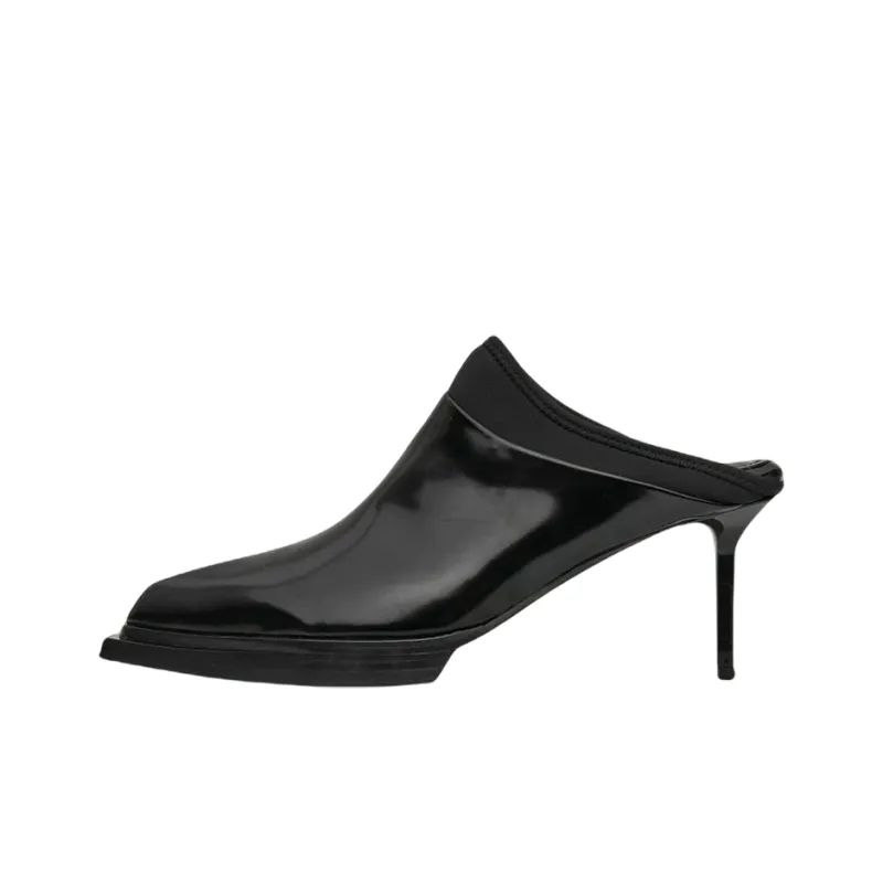 1017 ALYX 9SM Slim Heel Wrap toe Slippers 7cm Women's Black-0