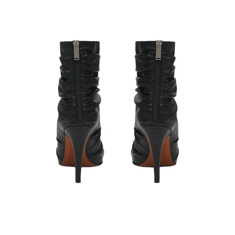 Alexander McQueen Birdee Ruched Pointed Toe Boots Women's-3