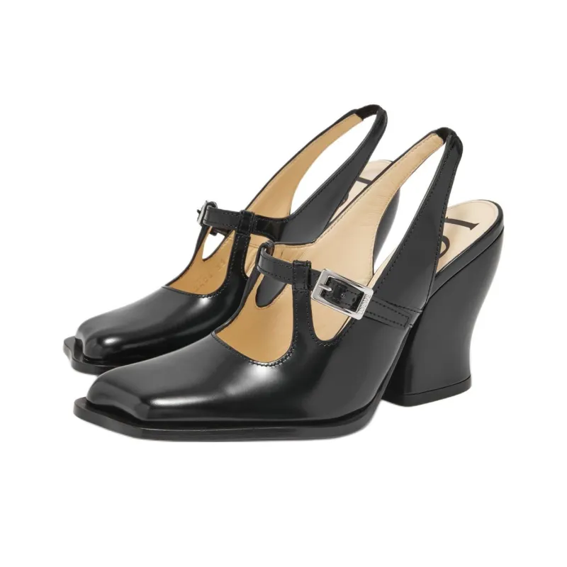LOEWE Onda Irregular Heel High Heels 9cm Women's Black-2