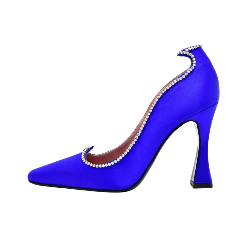 Les Petits Joueurs Taya Spool Heel High Heels 10cm Women's Royal Blue-0