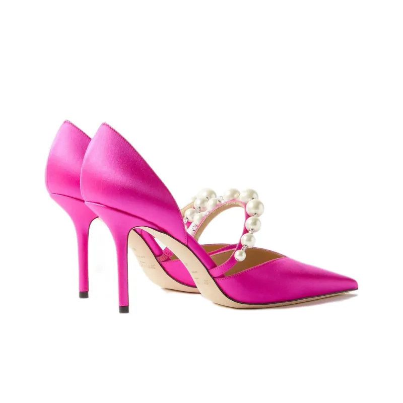 Jimmy Choo Aurelie 85mm Pearl Pump Fuchsia Satin-3
