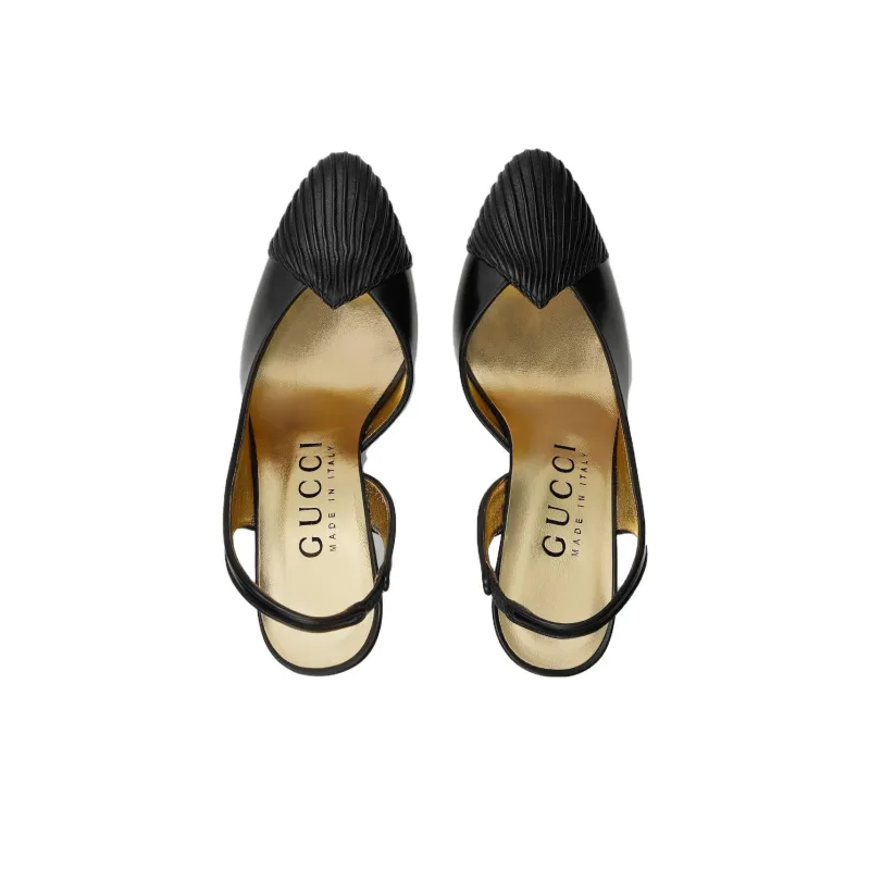 GUCCI Slingback Leather Pumps Black Women's-2