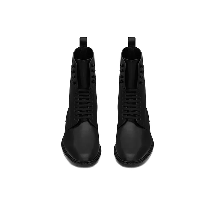 SAINT LAURENT Round Toe Lace Up Boots-3
