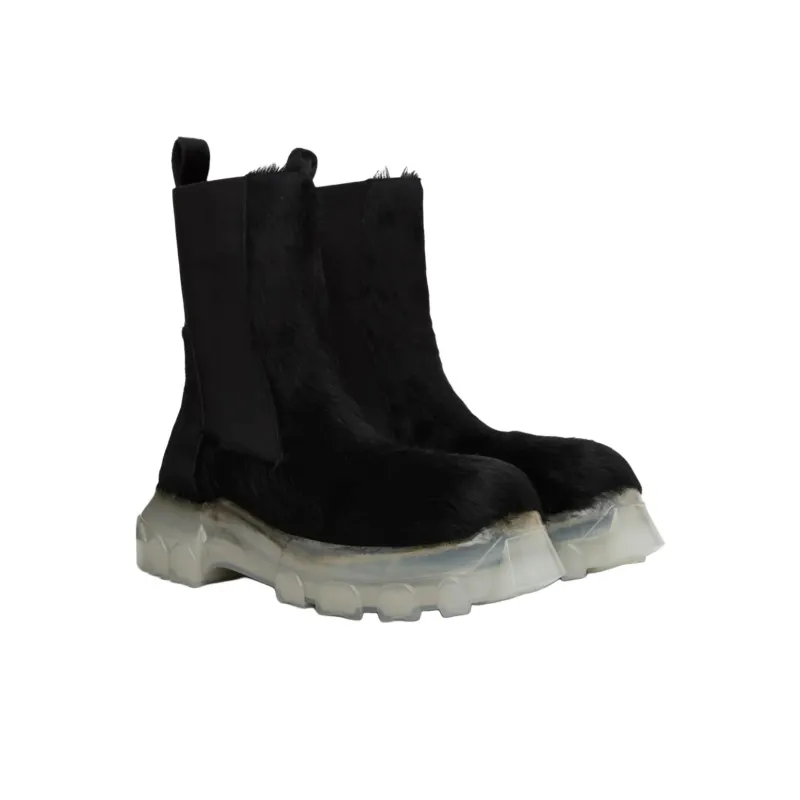RICK OWENS/RO Strobe Beatle Bozo Short Chelsea Boots Men's Black-2