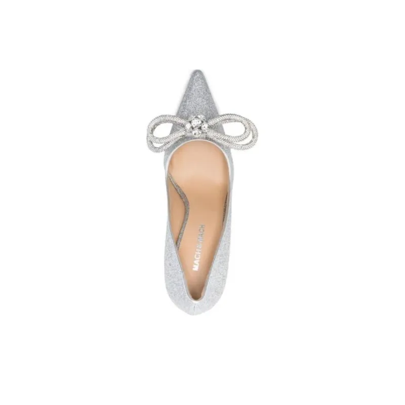 MACH & MACH Double Bow Glittered Pumps-4