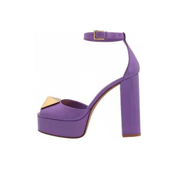 Valentino Chunky Heel High Heels 12.1cm Women's Purple