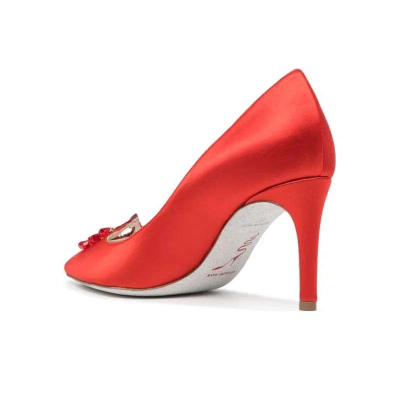 RENE CAOVILLA Chantel Slim Heel High Heels 7.5cm Women's Red-3