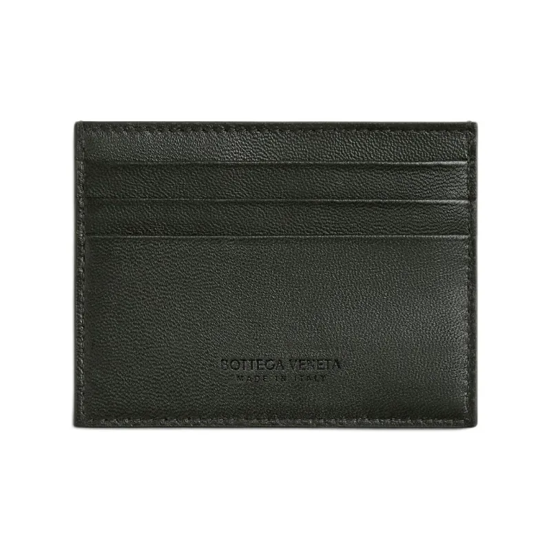 Bottega Veneta Intrecciato Lambskin Card Holder Men's Dark Green-1