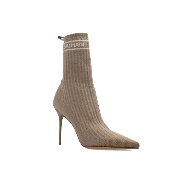 BALMAIN Ankle Boots 11cm Women's Beige-2