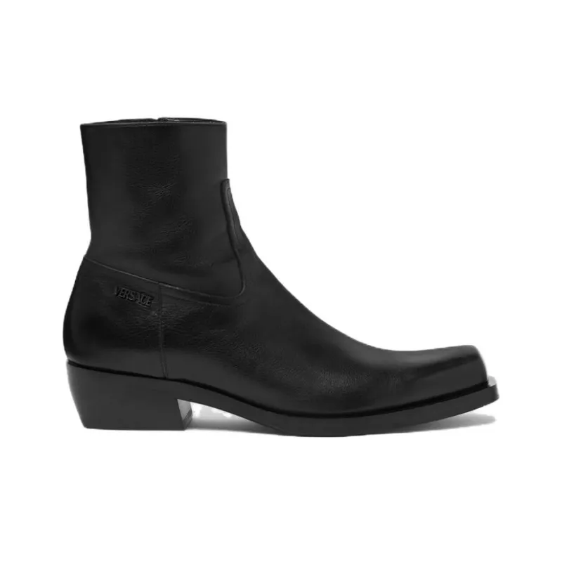 VERSACE Luciano Leather Ankle Boots-1