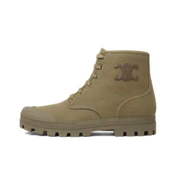 CELINE Short Mid Calf Martin Boot Men's Army Green