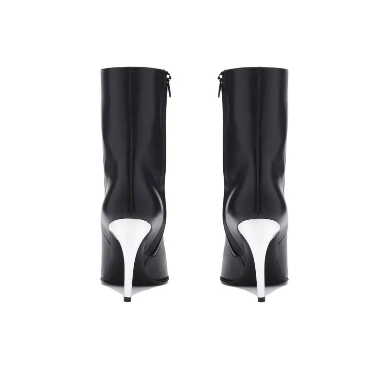 Alexander McQueen Armadillo Leather Ankle Boots 'Black Silver' Women's-4