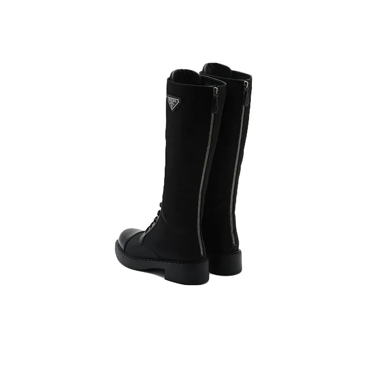 PRADA Women's Brushed Leather And Re-Nylon Boot 'Black'-4