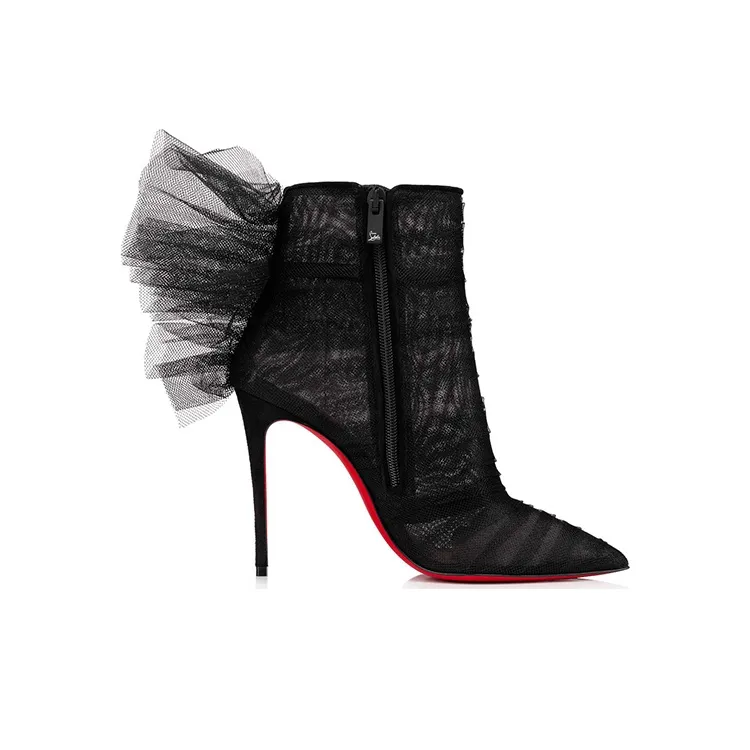 CL LUBOTING Libellibooty Slim Heel Ankle Boots 10cm Women's Black-1