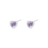 [Violet]Sterling Silver Zircon Stud Earrings 1 Pair Eh-3364.ebE