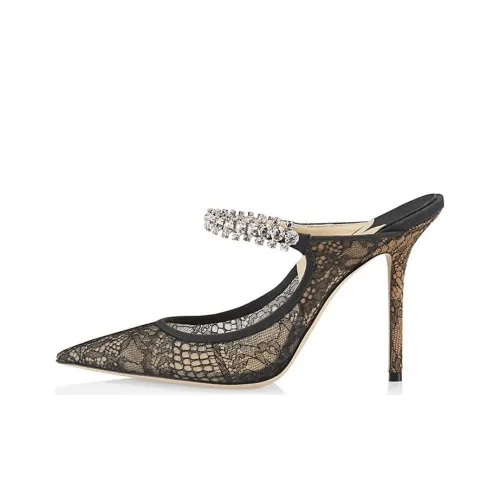 Jimmy Choo Bing 100mm Heeled Mule Black Lace