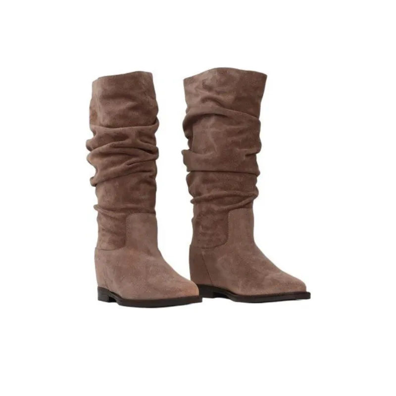Via Roma 15 Pleated Knee high Boots Women's Brown-2