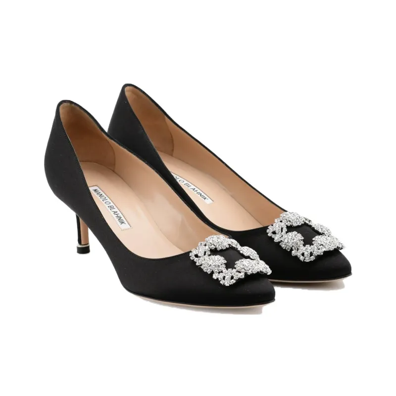 MANOLO BLAHNIK Hangisi Crystal-buckle 50mm Pumps-3