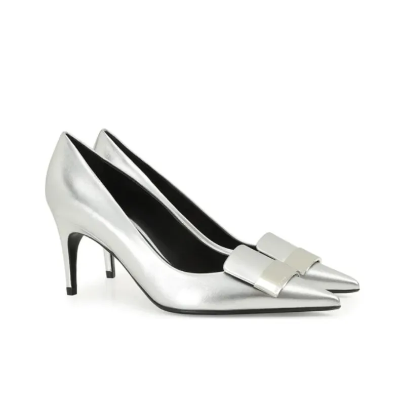 SERGIO ROSSI SR1 75mm Metallic-finish Leather Pumps-2