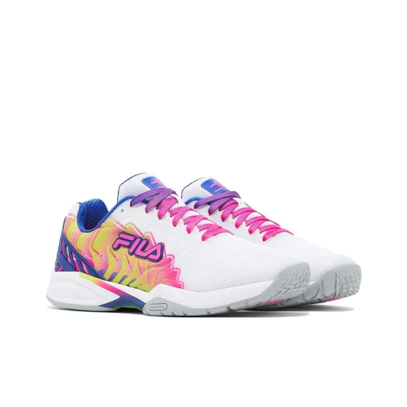 FILA Volley Zone Slip Resistant Low Top Running Shoes Women's White Red Blue-2