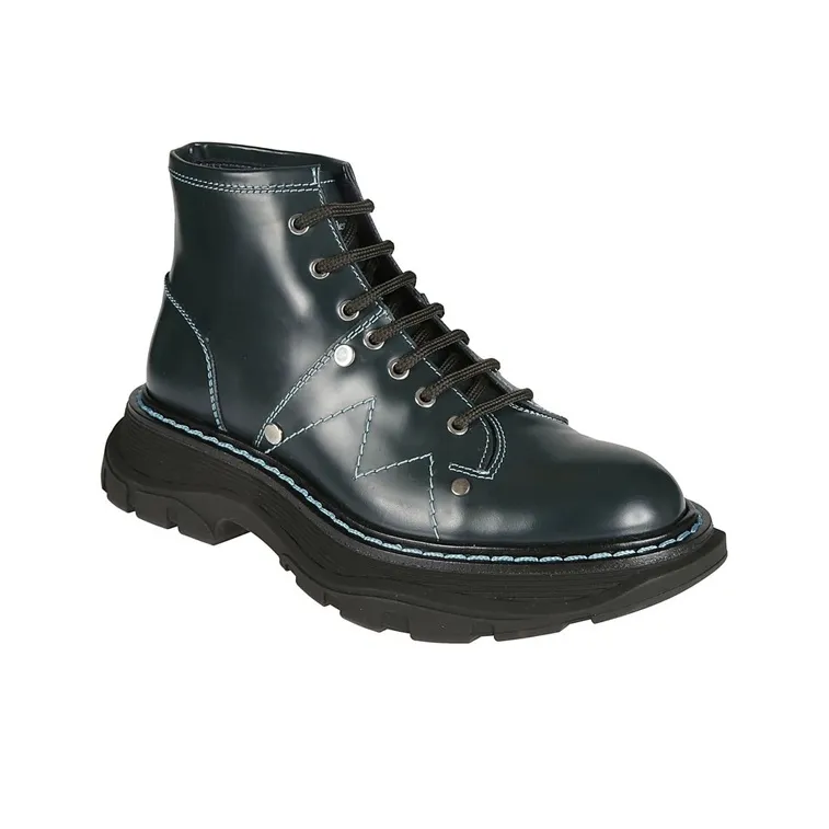 Alexander McQueen Ankle Boots Women's Green Silver Color-2