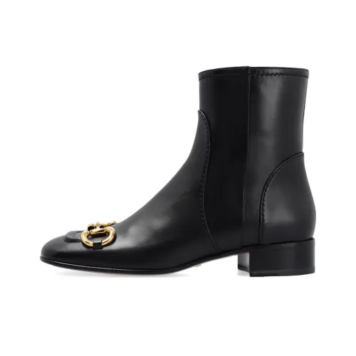 GUCCI Horsebit detail Square Toe Ankle Boots