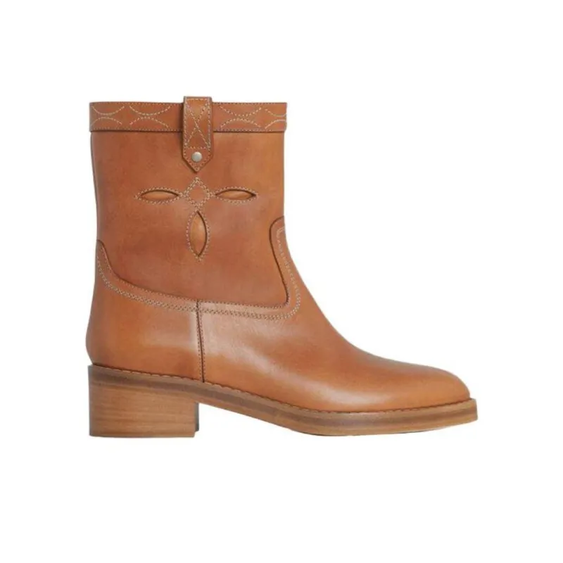 CELINE Folco Ankle Boots Women's Brown-1