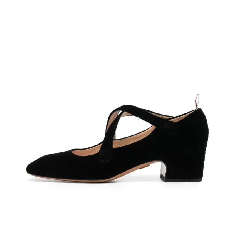 THOM BROWNE 40mm Velvet Block-heel Sandals-0