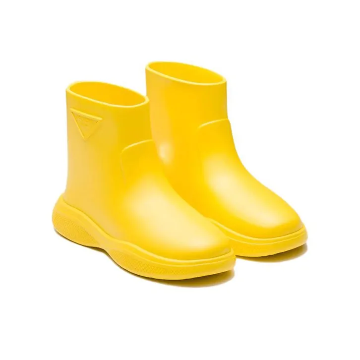 PRADA Pull On Rain Booties Sunny Yellow Rubber Women's-1