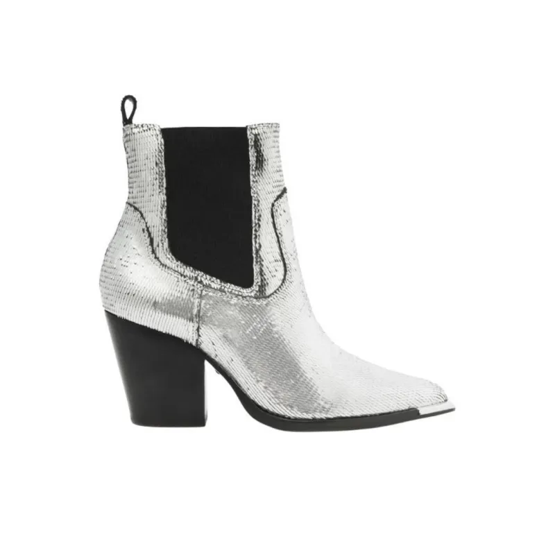 Schutz Short Chelsea Boots 8.3cm Women's Silver-1