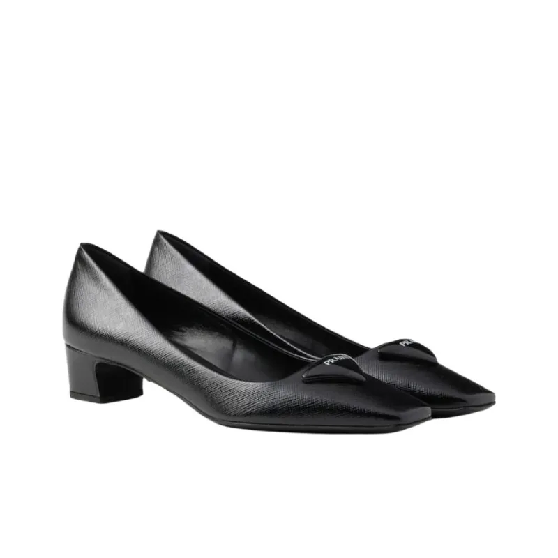 PRADA Block Heel High Heels 3.5cm Women's Black-2