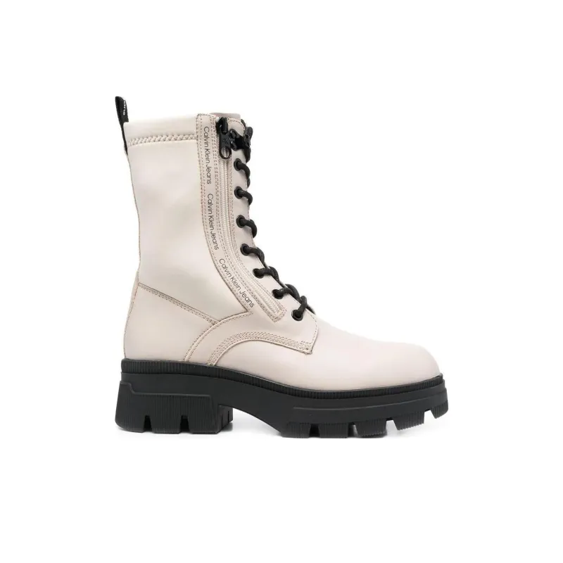 CKJ CALVIN KLEIN JEANS Lace up Leather Combat Boots Women's-1