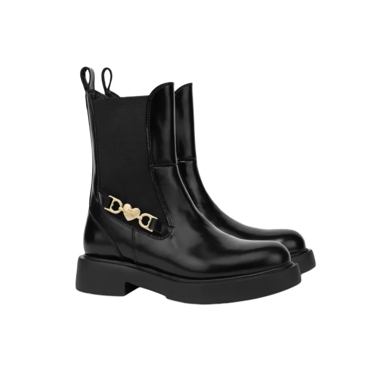 LOVE MOSCHINO City Love Short Chelsea Boots 4cm Women's Black-3