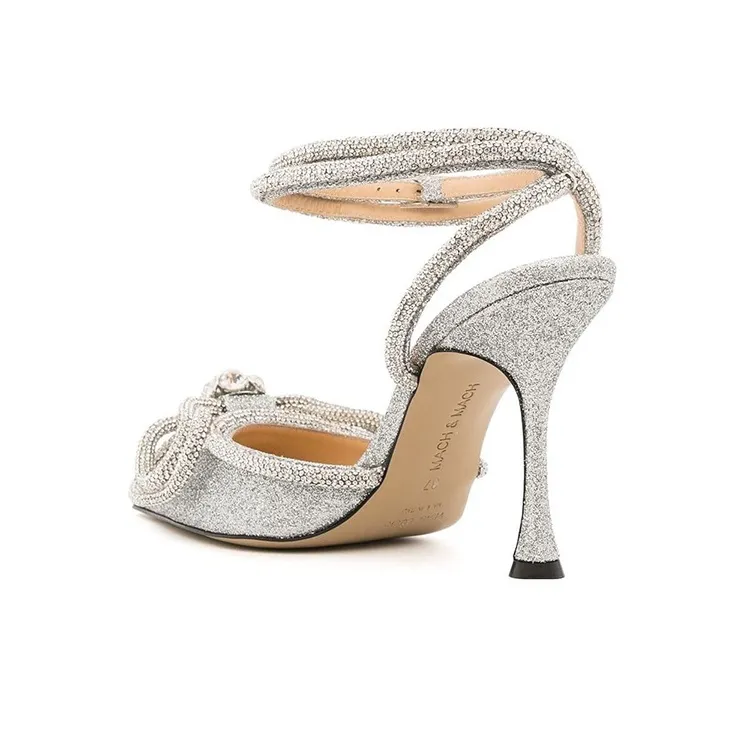 MACH & MACH Bow Embellished Ankle Strap Pumps-4