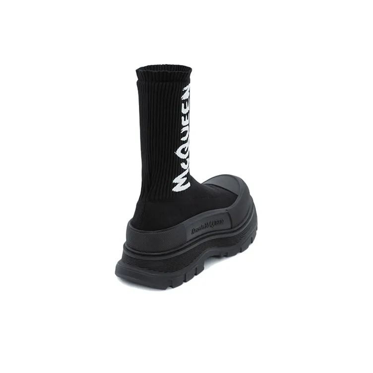 Alexander McQueen Graffiti Knit Tread Slick Boot Black-3
