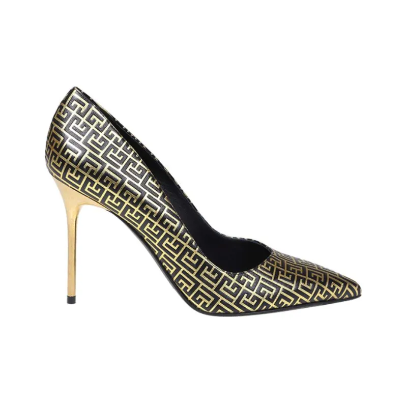 BALMAIN High Heels 9.5cm Women's Black Gold-1