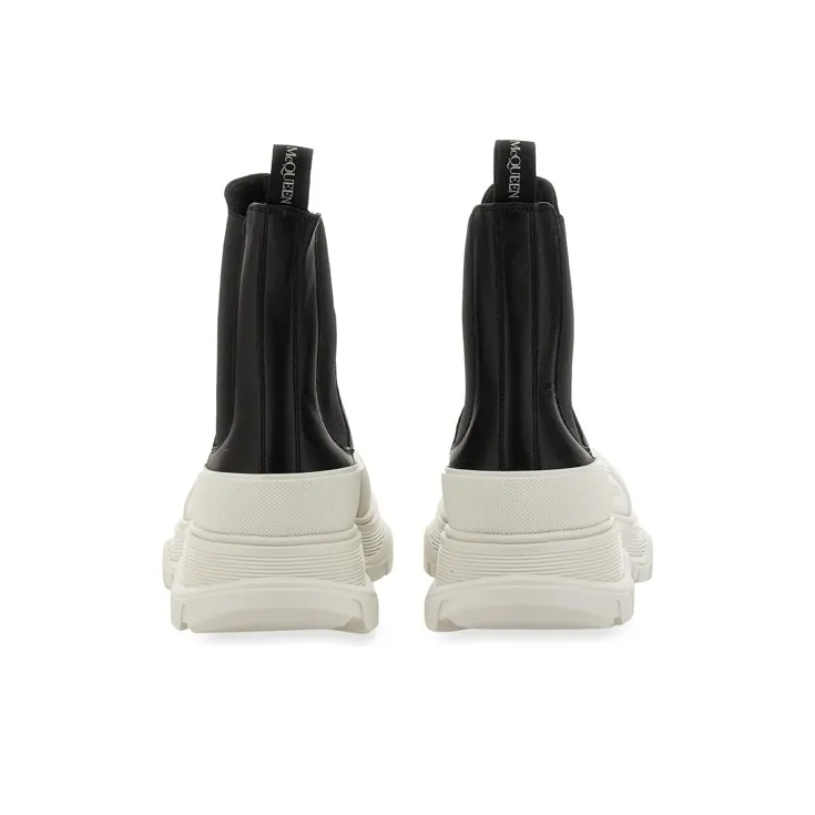 Alexander McQueen Leather Chunky Chelsea Boots 'Black White'-3