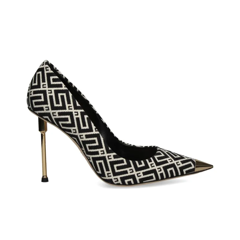 Elisabetta Franchi Slim Heel High Heels 13cm Women's Beige Black-1